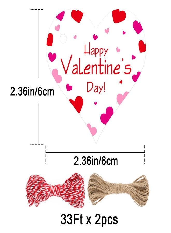 joycraft 50Pcs Valentine's Day Gift Tags with String, 2.36 Inch Happy Valentine's Day Paper Hangtags, Heart Valentine Gift Tags for Gift Wrap, Bags, DIY Craft - Image 2